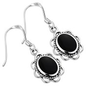 Black Onyx Silver Earrings, e362h